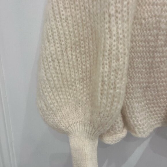 Handmade Drop Shoulder Open FrontCrop Cardigan beige ballon sleeve - Picture 2 of 8